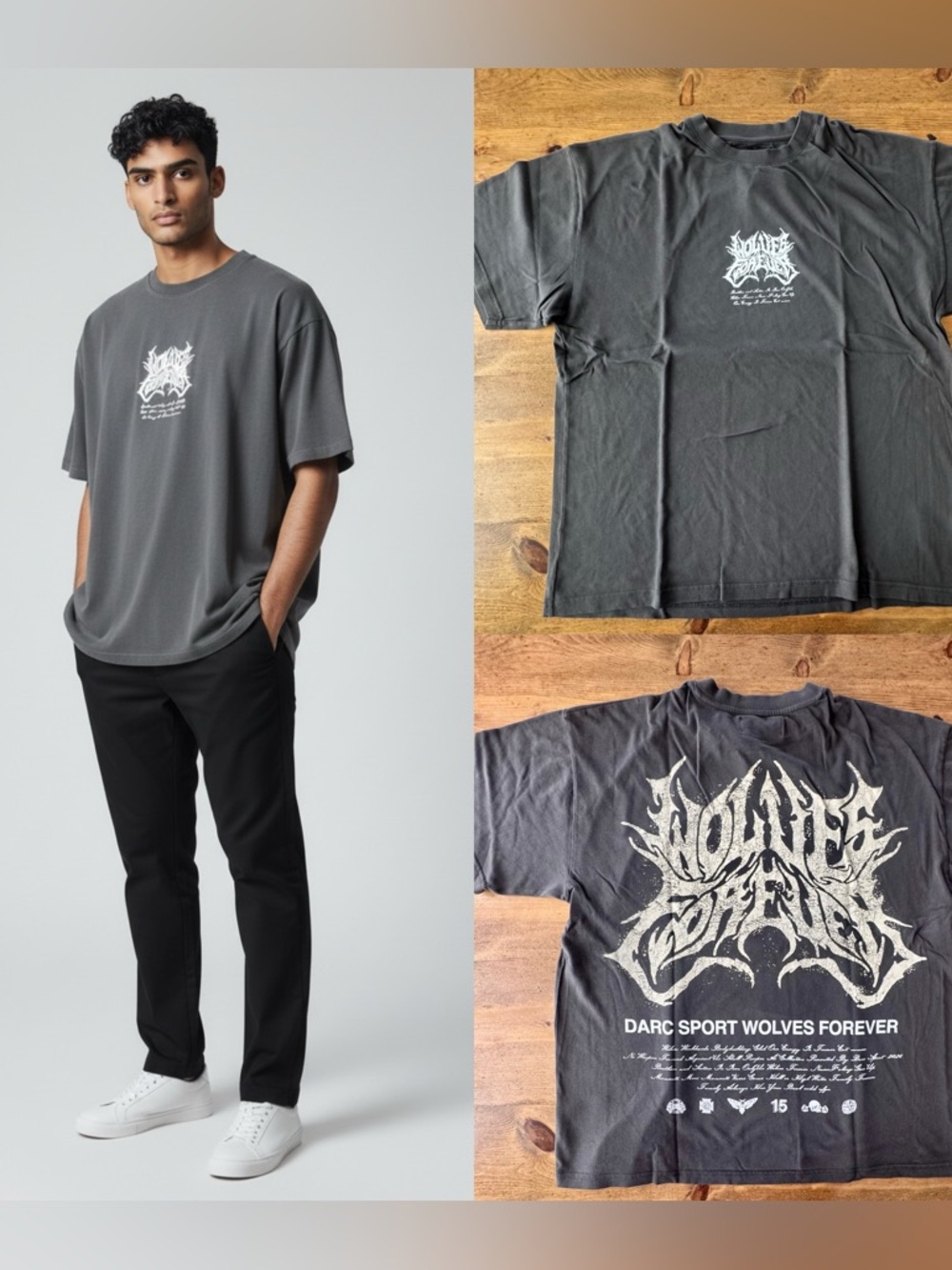 Darc Sport Sheer Loyalty Premium Tee Wolves Graphic Gray Men's T-Shirt XL